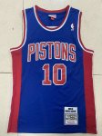 Maillot de Basket #10 Rodman Pistons M&N Bleu